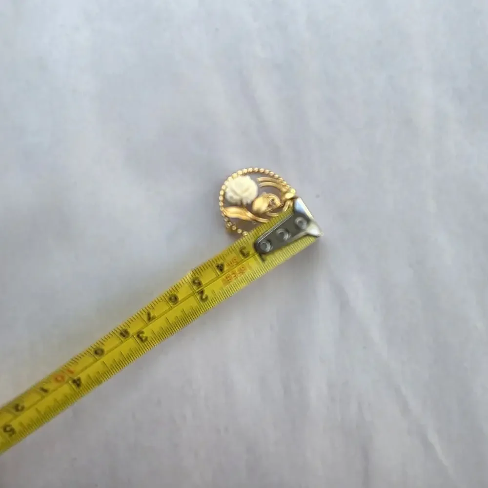 Vintage 1960s White Flower 12K GF pin Reiss CR Co Estate Jewelry 1‎ 1/2